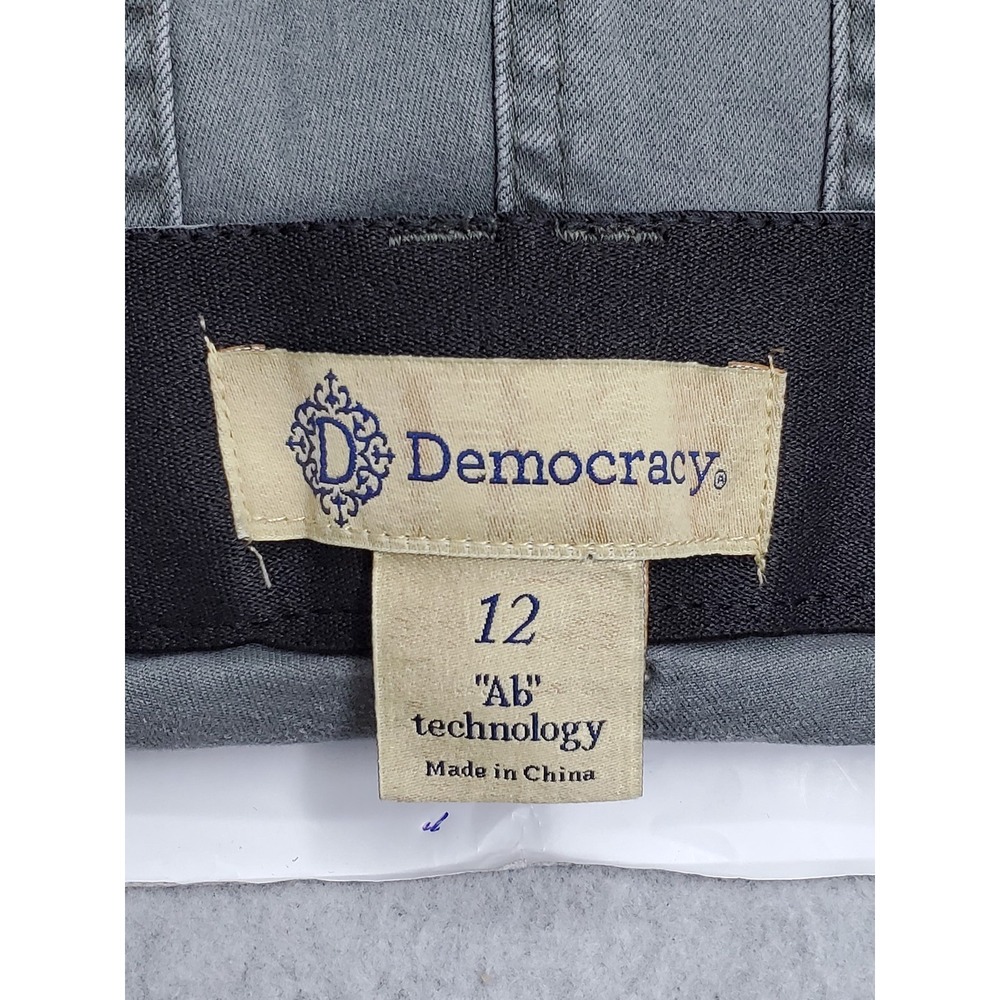 Democracy Women Pants 12 Gray Cargo Twill Button Zipper Slim 24" Inseam - Picture 3 of 15